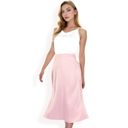 Pink Large Women's Satin Midi Skirt With A-Line Silhouette And Elastic Waistband