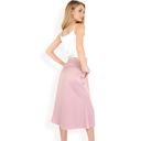 Pink Large Women's Satin Midi Skirt With A-Line Silhouette And Elastic Waistband