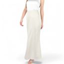 Beige Large Women's Satin Maxi Skirt With High Waist And Flowing A-Line Design