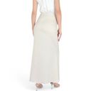 Beige Large Women's Satin Maxi Skirt With High Waist And Flowing A-Line Design