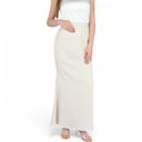 Beige Large Women's Satin Maxi Skirt With High Waist And Flowing A-Line Design