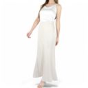 Beige Medium Women's Satin Maxi Skirt With High Waist And Flowing A-Line Design