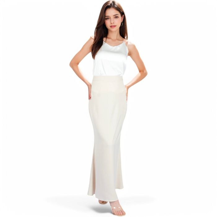 Women's Satin Maxi Skirt With High Waist And Flowing A-Line Design