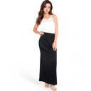 Black Large Women's Satin Maxi Skirt With High Waist And Flowing A-Line Design