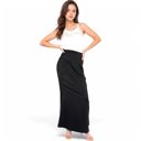 Black Large Women's Satin Maxi Skirt With High Waist And Flowing A-Line Design