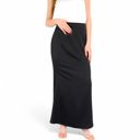 Black Large Women's Satin Maxi Skirt With High Waist And Flowing A-Line Design