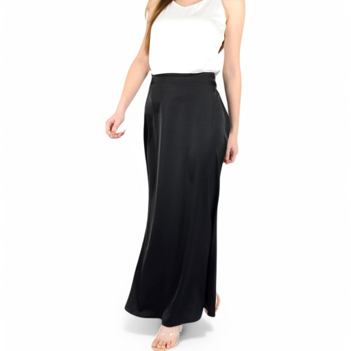 Women's Satin Maxi Skirt With High Waist And Flowing A-Line Design