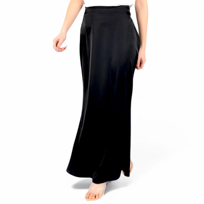 Women's Satin Maxi Skirt With High Waist And Flowing A-Line Design