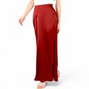 Red Large Women's Satin Maxi Skirt With High Waist And Flowing A-Line Design