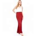 Red Large Women's Satin Maxi Skirt With High Waist And Flowing A-Line Design