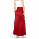 Red Large Women's Satin Maxi Skirt With High Waist And Flowing A-Line Design