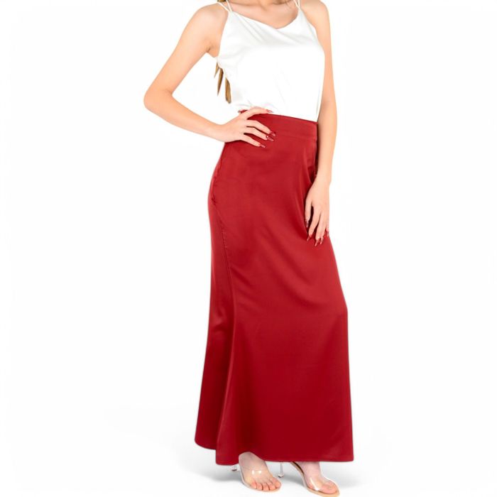 Women's Satin Maxi Skirt With High Waist And Flowing A-Line Design