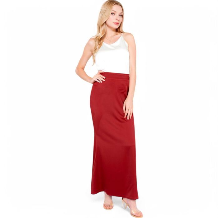 Women's Satin Maxi Skirt With High Waist And Flowing A-Line Design