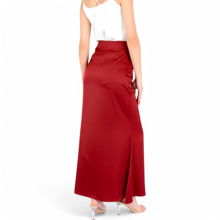 Women's Satin Maxi Skirt With High Waist And Flowing A-Line Design