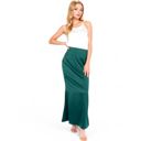 Green Large Women's Satin Maxi Skirt With High Waist And Flowing A-Line Design