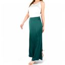 Green Large Women's Satin Maxi Skirt With High Waist And Flowing A-Line Design