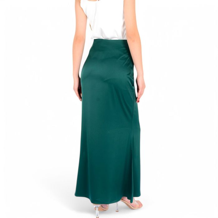 Women's Satin Maxi Skirt With High Waist And Flowing A-Line Design