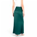 Green Large Women's Satin Maxi Skirt With High Waist And Flowing A-Line Design