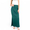 Green Large Women's Satin Maxi Skirt With High Waist And Flowing A-Line Design