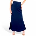 Blue Large Women's Satin Maxi Skirt With High Waist And Flowing A-Line Design