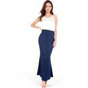 Blue Large Women's Satin Maxi Skirt With High Waist And Flowing A-Line Design