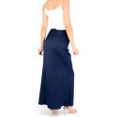 Blue Large Women's Satin Maxi Skirt With High Waist And Flowing A-Line Design