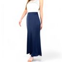 Blue Large Women's Satin Maxi Skirt With High Waist And Flowing A-Line Design