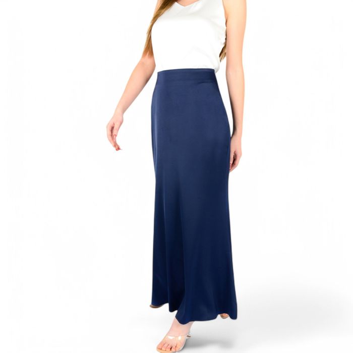 Women's Satin Maxi Skirt With High Waist And Flowing A-Line Design