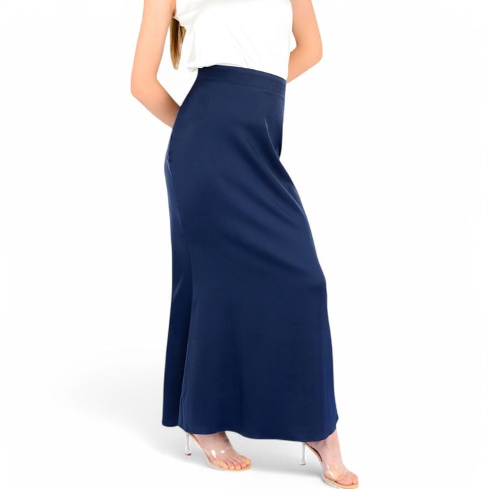 Women's Satin Maxi Skirt With High Waist And Flowing A-Line Design