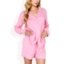  Women's Textured Cotton Pajama Set with Contrast Piping and Button-Up Top