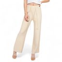 Beige Medium Women’s Wide-Leg Sweater Pants with Elastic Waistband and Adjustable Drawstring