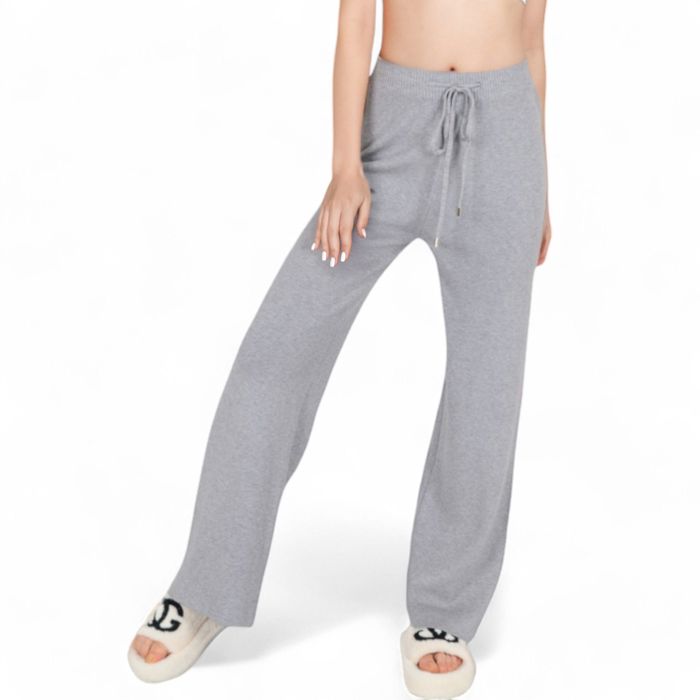 Women’s Wide-Leg Sweater Pants with Elastic Waistband and Adjustable Drawstring