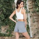 Gray Small Women’s Sweater Knit Shorts with Ribbed Cuffs and Front Drawstring Closure for Casual Style