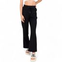 Black Large Women’s Soft Knit Wide-Leg Pants with Elastic Waistband and Drawstring for Lounge and Casual Wear