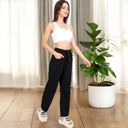 Black Small Women’s Soft Knit Wide-Leg Pants with Elastic Waistband and Drawstring for Lounge and Casual Wear