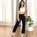 Black Small Women’s Soft Knit Wide-Leg Pants with Elastic Waistband and Drawstring for Lounge and Casual Wear