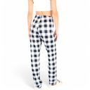 Black Large Women's Plaid Flannel Lounge Pants with Elastic Waistband and Adjustable Drawstring