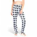 Black Large Women's Plaid Flannel Lounge Pants with Elastic Waistband and Adjustable Drawstring