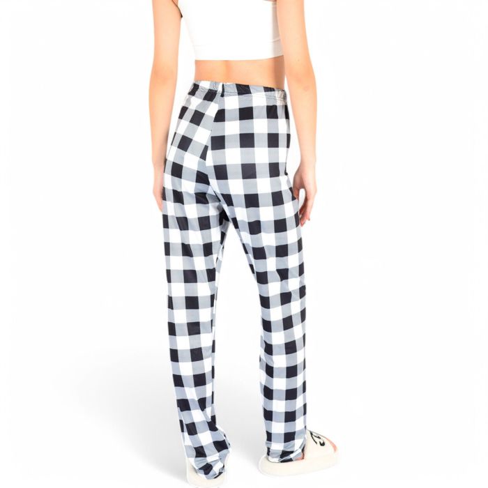 Women's Plaid Flannel Lounge Pants with Elastic Waistband and Adjustable Drawstring