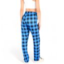 Blue Large Women's Plaid Flannel Lounge Pants with Elastic Waistband and Adjustable Drawstring