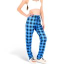 Blue Large Women's Plaid Flannel Lounge Pants with Elastic Waistband and Adjustable Drawstring