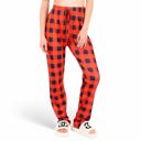 Red Large Women's Plaid Flannel Lounge Pants with Elastic Waistband and Adjustable Drawstring