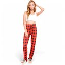 Red Large Women's Plaid Flannel Lounge Pants with Elastic Waistband and Adjustable Drawstring