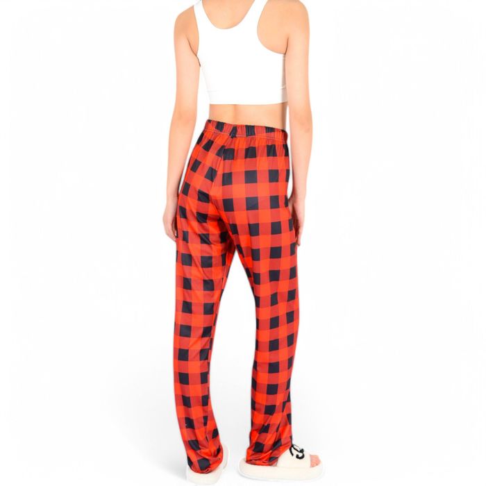 Women's Plaid Flannel Lounge Pants with Elastic Waistband and Adjustable Drawstring