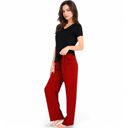 Black Large Women's Classic Plaid Pajama Set with Soft Short Sleeve Top and Relaxed Fit Elastic Waist Pants