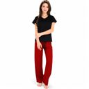 Black Large Women's Classic Plaid Pajama Set with Soft Short Sleeve Top and Relaxed Fit Elastic Waist Pants