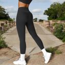 Black Large Women's High Waist Seamless Active Leggings with Elastic Waistband and Comfortable Stretch Fabric