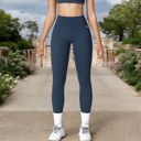 Blue Large Women's High Waist Seamless Active Leggings with Elastic Waistband and Comfortable Stretch Fabric