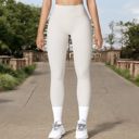 White Large Women's High Waist Seamless Active Leggings with Elastic Waistband and Comfortable Stretch Fabric