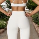 White Large Women's High Waist Seamless Active Leggings with Elastic Waistband and Comfortable Stretch Fabric